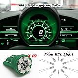 Partsam T10 194 2825 LED Light Bulb 168 LED Bulbs Bright Instrument Panel Gauge Cluster Dashboard LED Light Bulbs Set 10Pcs-Green