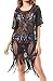 Kiddom Sexy Beach Wear Tops Plus Size Floral Lace Swimwear Dresses Swimsuit Bikini Cover Up Black XL