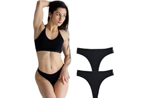 ORGANICKID Women's Organic Cotton Thong Underwear No Show Seamless Soft Breathable GOTs Certified Ladies Panties pack of 2