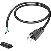 QTEATAK 100cm Male Plug Extension Cord 125V 15A 2-Pole 3-Wire Male Straight Blade Plug with AWG14 Cable, Includes 5 Heat Shrink Tubes (Male 1 Pack)