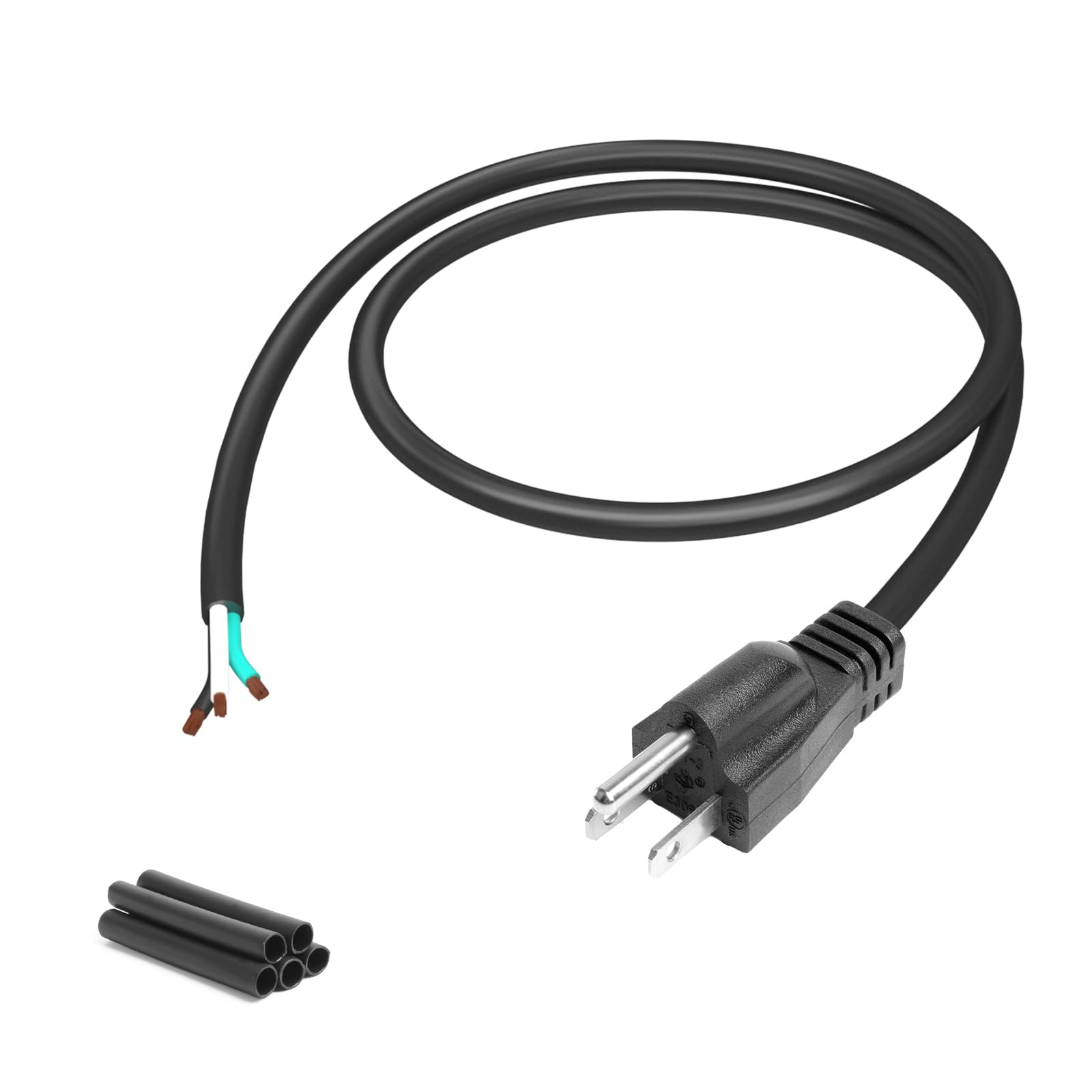 Photo 1 of QTEATAK 100cm Male Plug Extension Cord 125V 15A 2-Pole 3-Wire Male Straight Blade Plug with AWG14 Cable, Includes 5 Heat Shrink Tubes (Male 1 Pack)