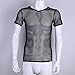 YiZYiF Men's See Through Fishnet Clubwear Short Sleeve T-Shirt Undershirt (2X-Large, Black)