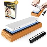 Premium Knife Sharpening Stone 2 Side Grit 1000/6000 Whetstone | Best Kitchen Knife Sharpener Waterstone | NonSlip Bamboo Base &amp; Angle Guide (Misc.)
