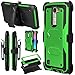 LG Escape 3 Case, LG Phoenix 2 Case, LG K8 Case, Venoro Hybrid Full Body Heavy Duty Armor Holster Defender Case Cover with Kickstand and Swivel Belt Clip (Green)
