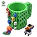 KYONNE Creative DIY Build-on Brick Mug, Lego Style Coffee Mugs, Birthday Gift Toy Cup for Men, Boy and Girl, Christmas Gift Idea (Green)