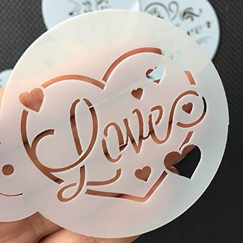 6pcs/set Forever Love Cookie Stencil Set Kiss Cupcake Stencils Wedding Cookies Stencil Template ST-864 - Thumbnail 5
