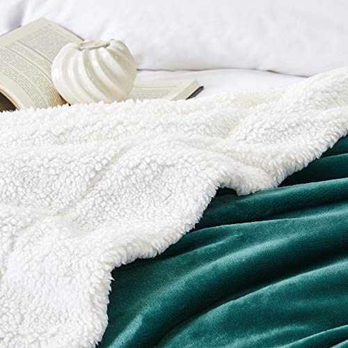 Walensee Sherpa Fleece Blanket (King Size 108”x90” Emerald Green) Plush