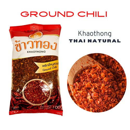 Khaothong Thai Ground Chili Pepper, Crushed Thai chili peppers , Ground