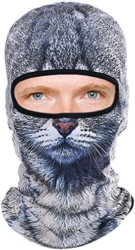 3D Cute Animal Face Mask Windproof Breathable Balaclava For Skiing Cycling Motorcycle Snowboard Skateboard Hiking Fishing Halloween Tobby Cat