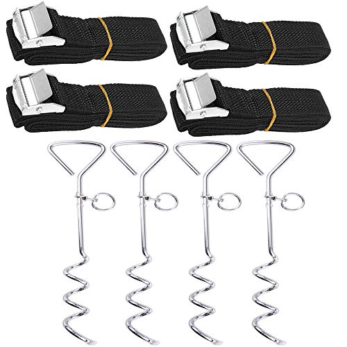 EWONICE Set of 4 Trampoline Anchor Kit, Trampoline Accessories Includes Tie Downs with Ground Stakes