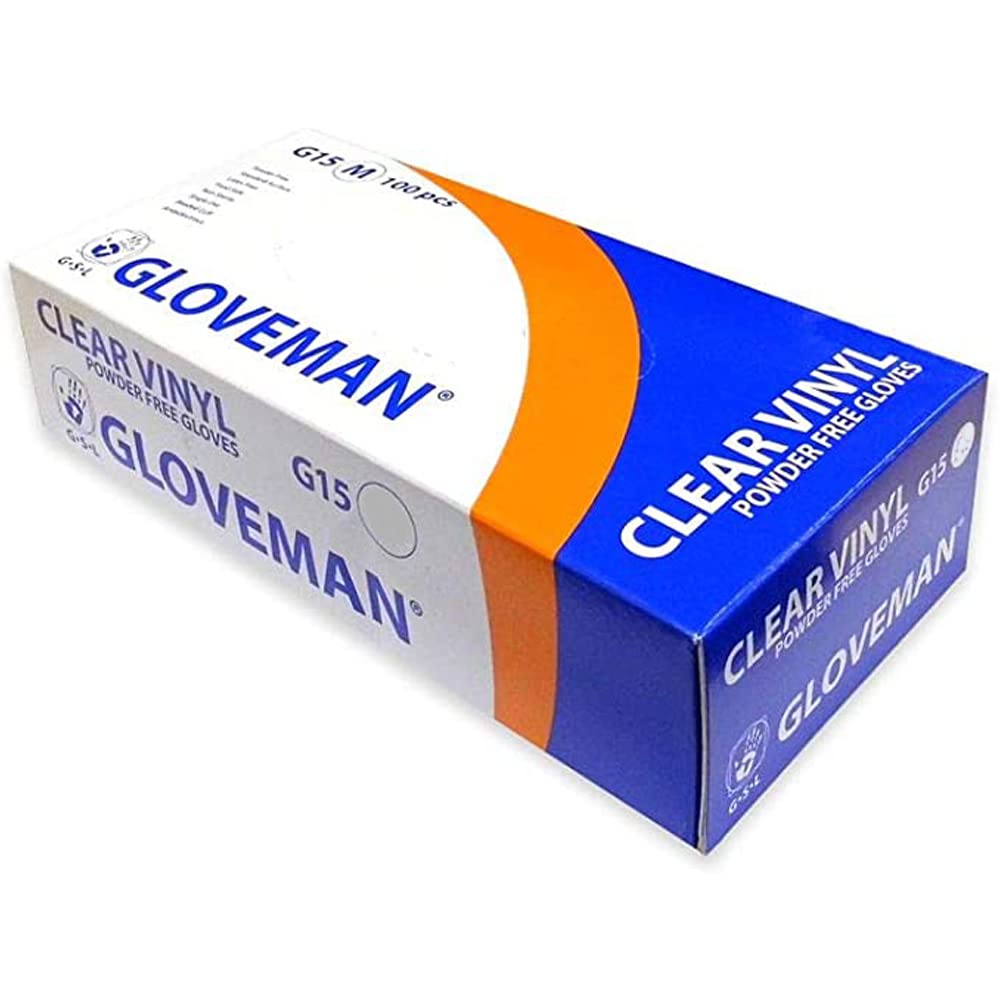 Gloveman GL6621 Vinyl Gloves, Powder Free, Small (Pack of 100)