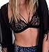 Eshion Women's Semi Sheer Full Lace Thin Band Bralette Lingerie Bra Tops (S, Black)