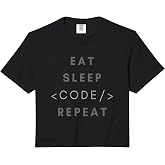 Eat Sleep Code Repeat Funny Programming Coding Gift Shirt Comfort Colors Crop Top