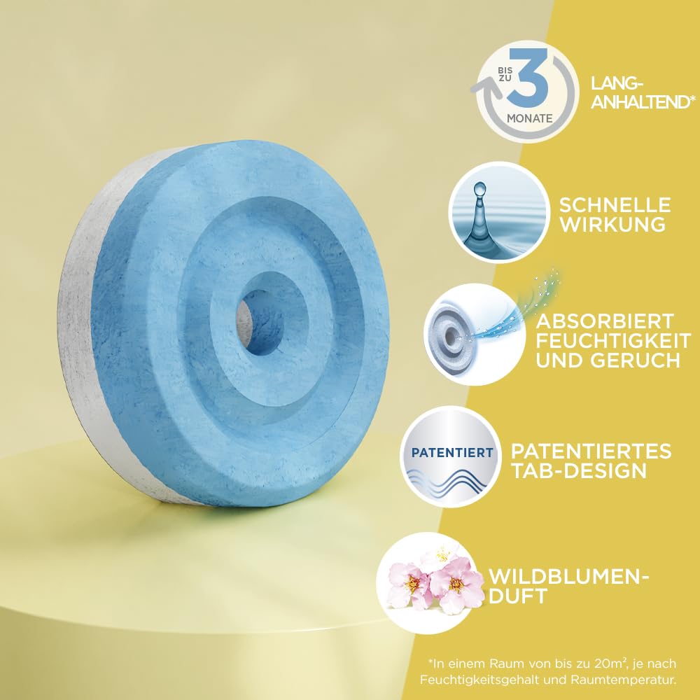 Pattex AERO 360° Wildblumenwiese Tabs Nachfüllpack, reduzieren Feuchtigkeit und schlechte Gerüche, Nachfülltabs für den Luftentfeuchter AERO 360°, 2er-Pack (2x450g) 4