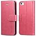 iPhone SE Case, iPhone 5s Case, TUCCH Wallet Cases for iPhone SE/iPhone 5s / iPhone 5, Flip Leather Slim Folio Book Cover with Credit Card Slots, Cash Clip, Stand Holder, Magnetic Closure, Hot Pink