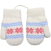 Baby Kids Warm Knit Gloves Toddler Soft Stretch Mittens Cute Snowflake Thick Mittens Winter for Boy Girl Cold Weather