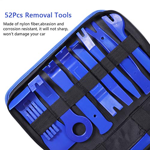 AUTDER 52 Pcs Body Repair Upholstery & Trim Tools Trim Removal Tool Kits Pry Kit Door Panel Tool Radio Repair Modification Pliers Fastener Remover - Blue