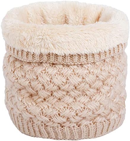 CRUOXIBBWomen Winter Neck Warmer Gaiter Double-Layer Soft Fleece Lined Thick Knit Circle Scarf Windproof