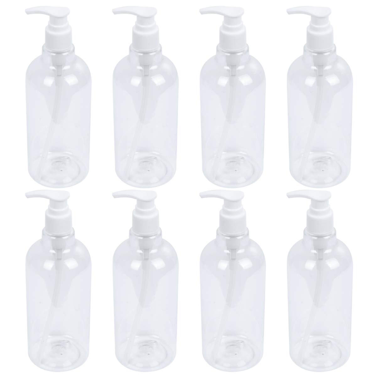 BESTonZON Empty Shampoo Pump Bottles,Pump Bottles Transparent for Bathroom Kitchen, Plastic (PETE1) Cylinder 8pcs 500ml