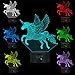 Meetrip Unicorn Lights, 3D Night Light for Kids, 7 Colors Touch Table Desk Lamps, LED Vision Illusion Lighting with USB, Baby Bedroom Sleep Lamp, Birthday Party for Children