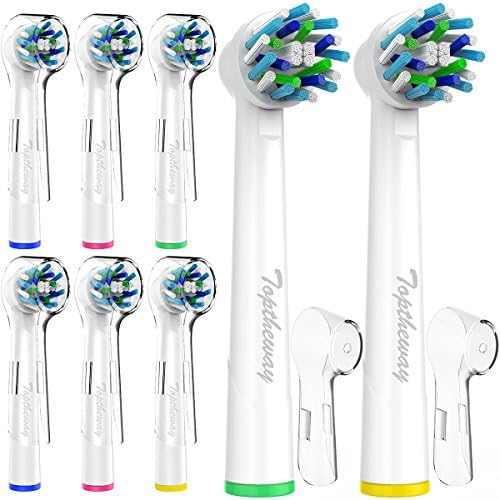 Replacement Brush Heads for Oral B Braun Cross Action Electric Toothbrush Pro 1000 Vitality Pro-Health Pro 5000 Pro 3000 Pro 500 (8 Count) by Toptheway