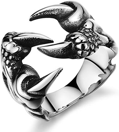 TIDOO Jewelry New Fashion Men's Stainless Steel Ring Black Silver Classic Vintage Rock Retro Style Skull Hand Bone Biker Finger Band "The Ring for knight"