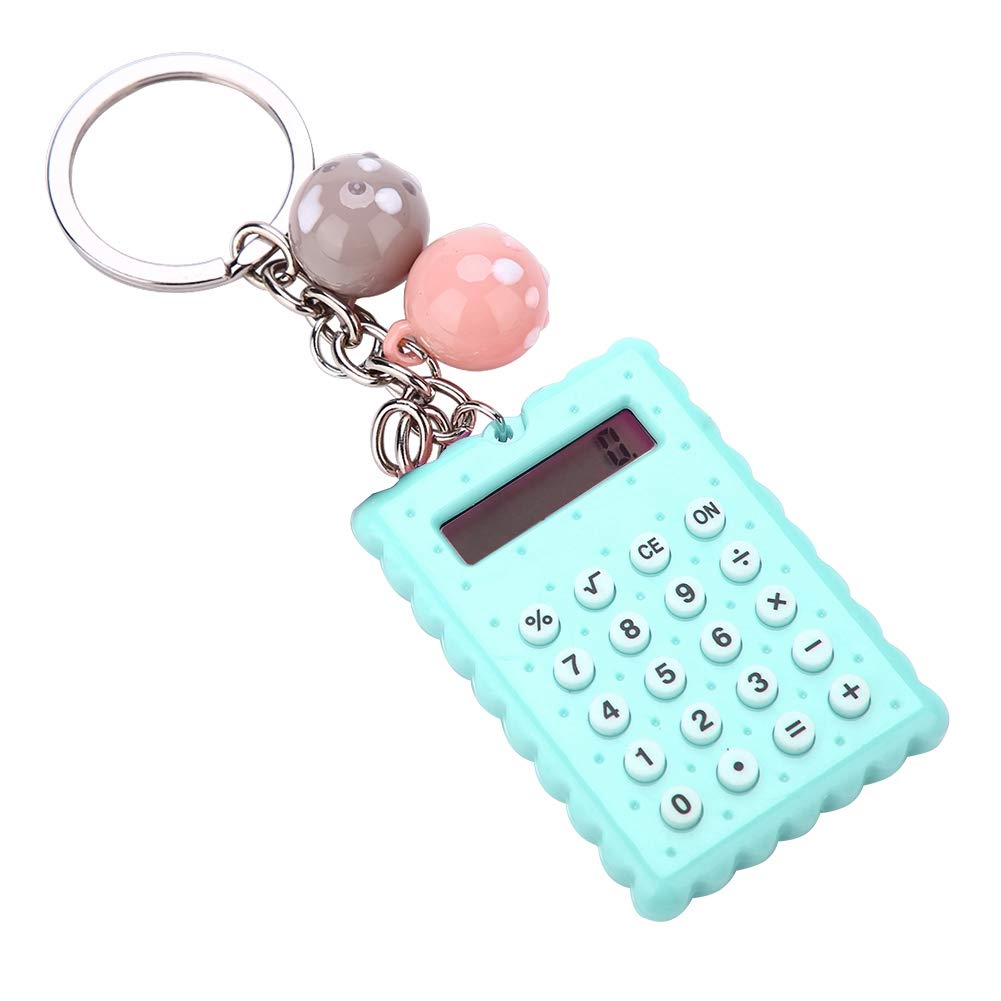 VBESTLIFE Mini Calculator, Portable Pocket Candy Color PVC 8 Digits Electronic Calculator with Silicone Buttons and Keychain Buckle for Children Students(Green)