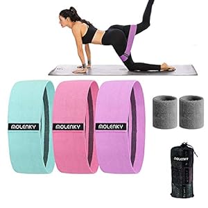 Molenky Resistance Bands Set, Fitness Exercise Loop Bands, Resistance Booty Hip Bands met 2 polsbandjes, 3 verschillende…