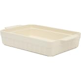 Martha Stewart Broadbrook Ceramic Bakeware, 13x9 Inch Rectangular Baking Dish with Handles, Cream Glazed Stoneware for Casseroles, Lasagna, Roasts &amp; Desserts, Oven &amp; Dishwasher Safe