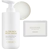 GIANANO Moisturizing & Refreshing soft Foaming Body Wash, For A.t.o.m.y Rich Body Wash, 11.8 fl oz (350ml) /1 Body sponge