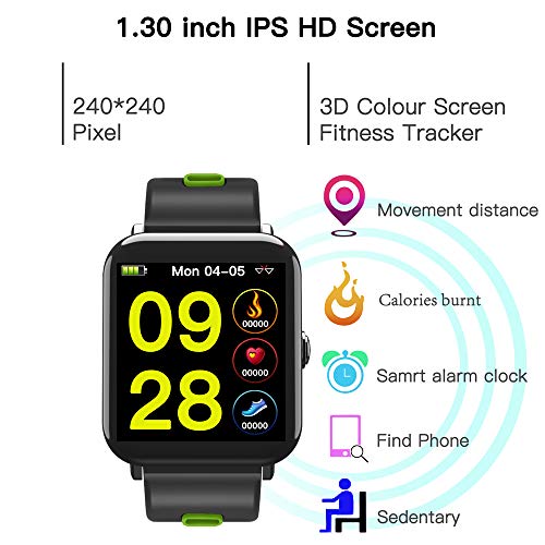 IP68 Smart Watch Waterproof with 1.3inch IPS Square Screen for Swimming,Evershop Waterproof Fitness Tracker Watch, Activity Tracker with Heart Rate Monitor,Calorie Counter Sleep Monitor for Women Men - Thumbnail 5