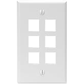 Leviton 41080-6WP 6-Port QuickPort Wallplate Single Gang, White