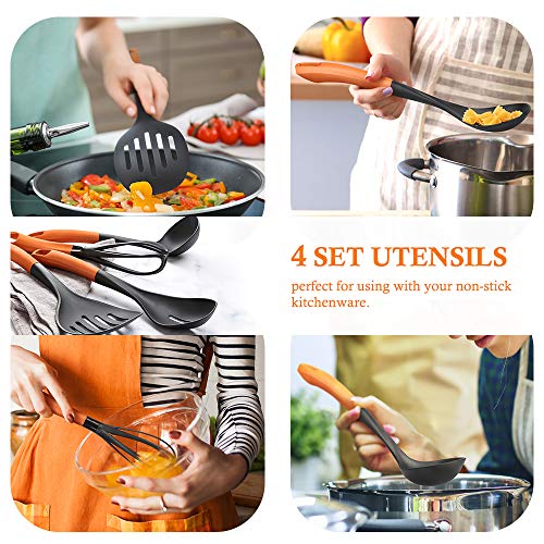 SHINEURI 9 Pieces Copper Cookware Pans and Pots Set - 8 inch Omelet Pan, 9.5 inch Frying Pan and 2.5 qt Sauce Pan with Lid & 4 set Cooking Utensils - Suitable for Induction, Gas, Electric & Stovetops