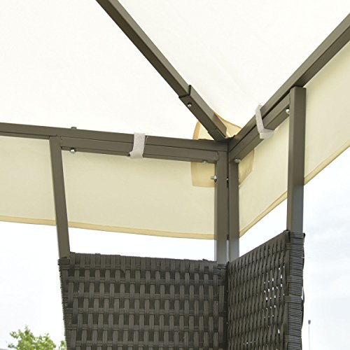 oldzon Outdoor 10'x10' Rattan Wicker Gazebo Canopy Tent Shelter Awning W/Beige Cover with Ebook