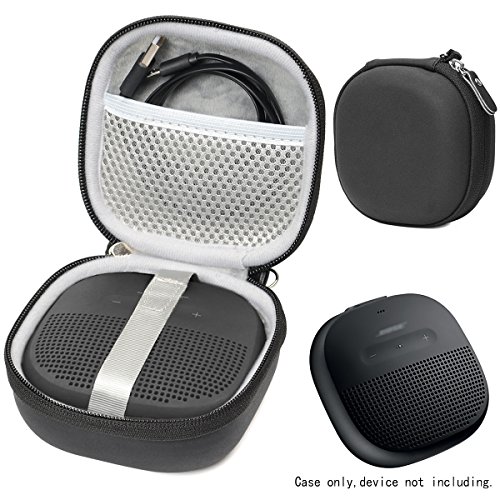 Matte Black Protective Case for SoundLink Micro Bluetooth Speaker, Best Color and Shape Matching, Featured Secure and Easy Pulling Out Strap Design, Mesh Pocket for Cable and accessorie - Thumbnail 7