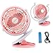 Oct17 Portable Stroller Table Fan Rechargeable Battery USB Mini Battery Operated Clip on Mini Desk Fan for Home Office Baby Stroller Car Laptop Study Gym Camping Tent - Pink