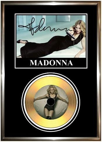 MADONNA - SIGNED FRAMED GOLD CD & PHOTO DISPLAY