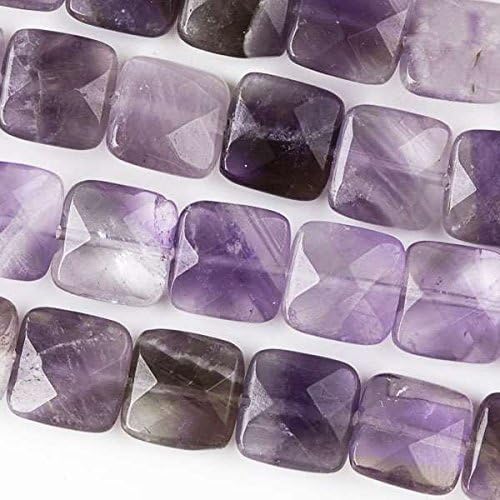 Cherry Blossom Beads Amethyst Beads 10mm Faceted Square - 8 Inch Strand