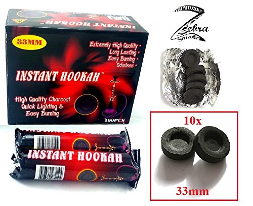 1 Box of 100pcs Instant Lite Disk Coal Zebra Smoke Easy Quick Lighting Charcoal for Hookah -33mm