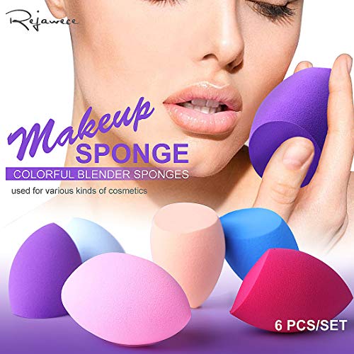 Makeup Sponge Set by Rejawece, Makeup Sponges Blender Beauty Foundation Blending Sponges, Flawless for Liquid, Cream, and Powder, Multi-colored Makeup Sponges - 6 Pcs Set