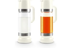 Aelga Coffee Syrup Dispenser, Honey Dispenser, 12 OZ Glass Syrup Bottles with Handle, No Drip Pouring, Coffee Bar Accessories for Coffee and Tea, White 2 Pack