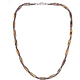 Onesmek Protection Tigers Eye Beaded Necklace for Men Premium Tiger Eye Cylindrical Crystal Beads Mens Necklace, Handmade Gemstone Necklaces Jewelry Gifts for Positive Energy