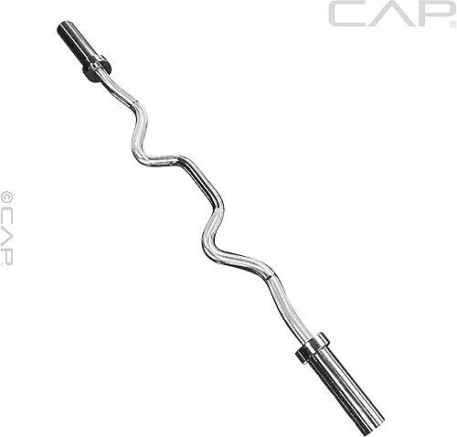 CAP Barbell Solid Olympic Super Curl Bar, Bronze Bushings, Chrome