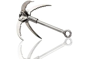 Grappling Hook with 10m Rope – Multifunctional QUADPALM Grapple Hook - 4 Stainless Steel Folding Claws - Heavy Duty - Outdoor Camping Hiking Tree Rock Mountain Climbing Equipment
