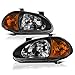 VIPMOTOZ Matte Black Headlight & Amber Turn Signal Corner Lamp Assembly For 1993-1997 Honda Del Sol, Driver and Passenger Side