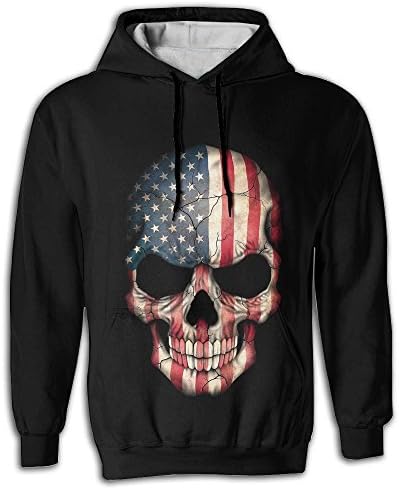 JUJIA SAD Dark American Flag Skull Mens 3D Print Hoodie Sweatshirts
