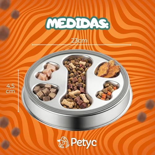 Comedouro Lento PETYC em Aço Inox Tigela Labirinto de Alimentação Lenta para Cães 1kg de Ração