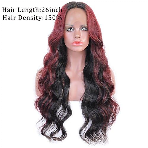150 Density Omber Red Wavy Brazilian Virgin Human Hair Full Lace Wigs For Black Women (22inch)