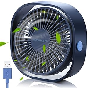 SMARTDEVIL USB Fan,USB Desk Fan,Low Noise Desk Fan,3 Speeds Desk Desktop Table Cooling Fan with USB-Powered,Strong Wind…