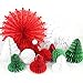 SUNBEAUTY Set of 12 Mix and Match Christmas Decorations Paper Honeycomb Tree, Ball, Bell,Hat & Snowflake Fan Honeycomb Decorations